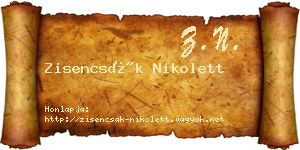 Zisencsák Nikolett névjegykártya